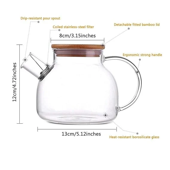 BAMBOO GLASS TEAPOT 1000ml
