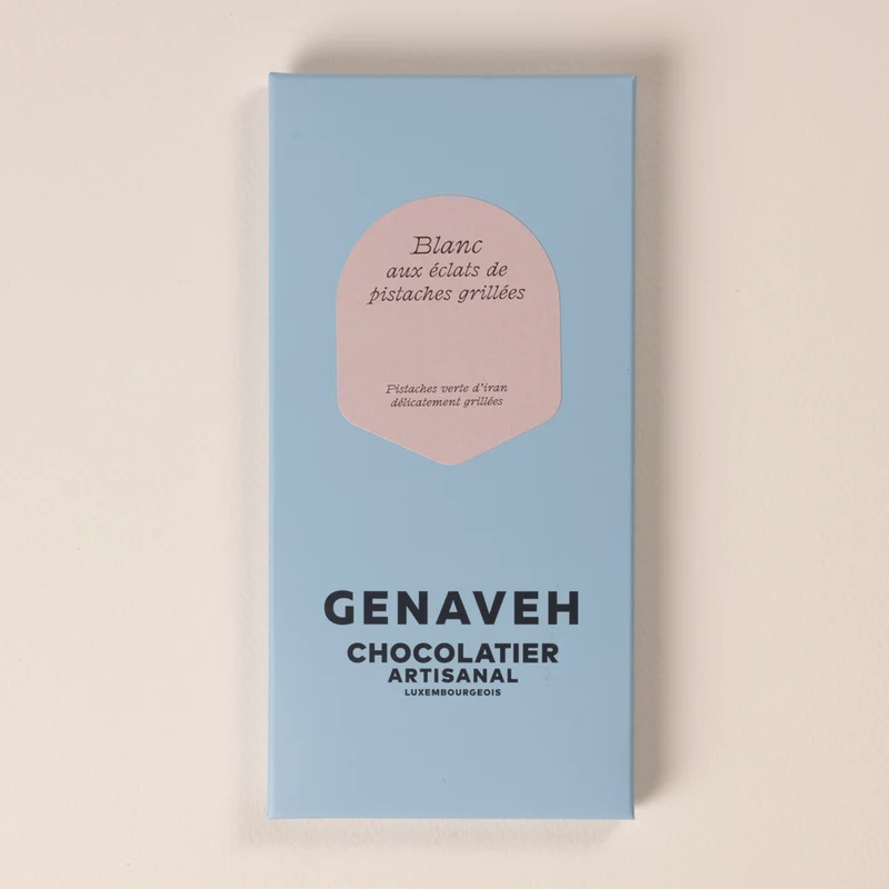 Tablet, White chocolate and Pistachio bar, Genaveh