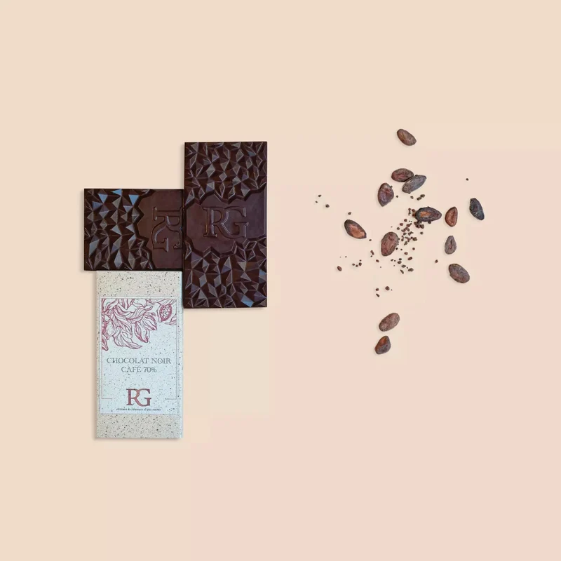 Tablet, dark chocolate, 70% coffee, Madagascar, Chocolaterie RG