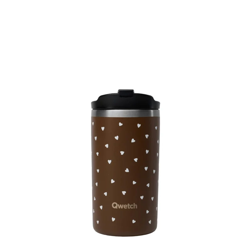 Travel mug isotherme - cozy - chocolat petit cœur - 350ml - Qwetch