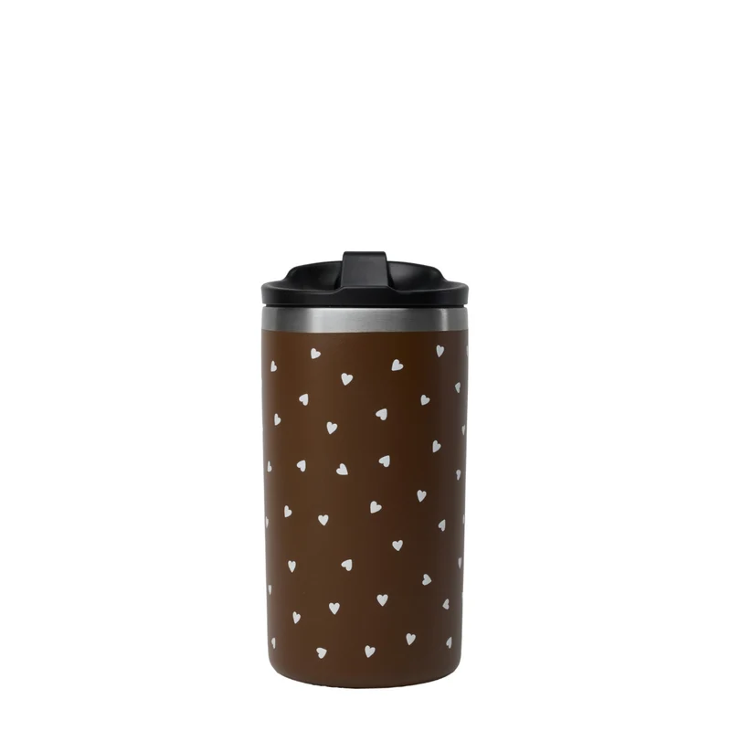 Travel mug isotherme - cozy - chocolat petit cœur - 350ml - Qwetch