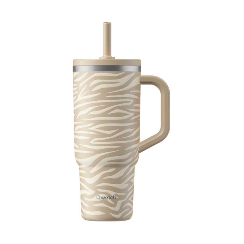 Travel cup isotherme avec bouchon étanche - wild zebra - lin - 900ml - Qwetch