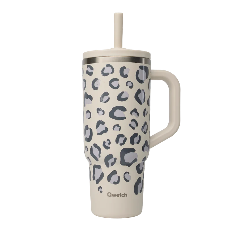 Travel cup isotherme avec bouchon étanche - wild leo - sable - 900ml - Qwetch