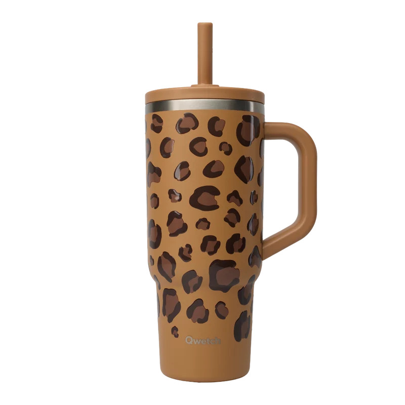 Travel cup isotherme avec bouchon étanche - wild leo - camel - 900ml - Qwetch