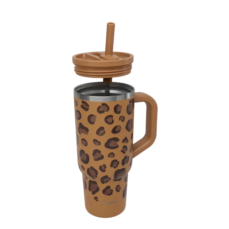 Travel cup isotherme avec bouchon étanche - wild leo - camel - 900ml - Qwetch
