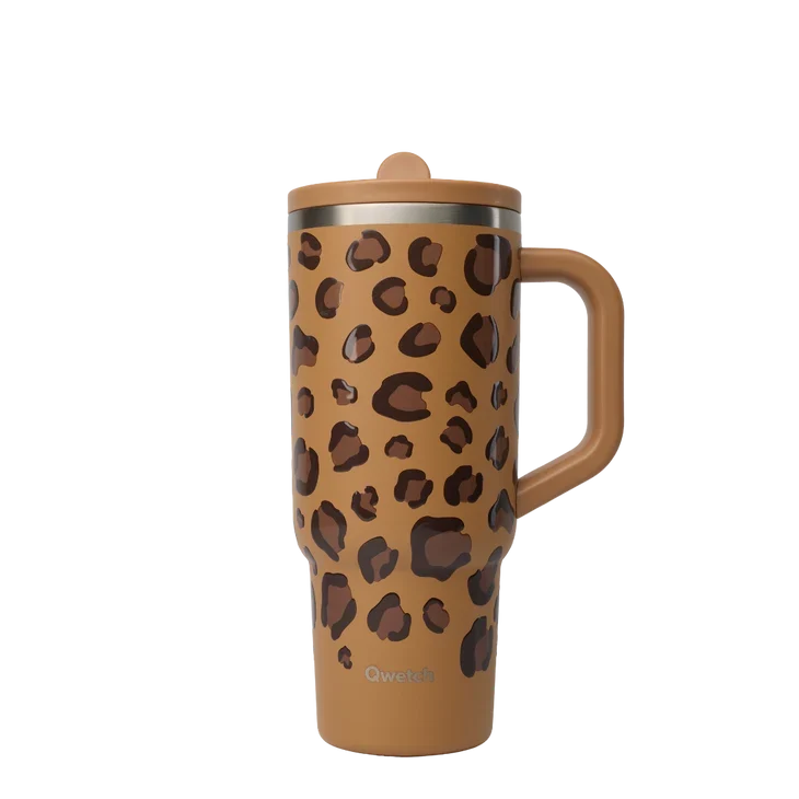 Travel cup isotherme avec bouchon étanche - wild leo - camel - 900ml - Qwetch