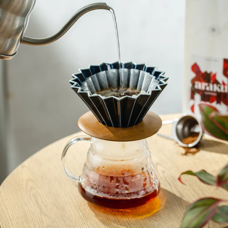 ORIGAMI Support pour Dripper en bois d'acacia