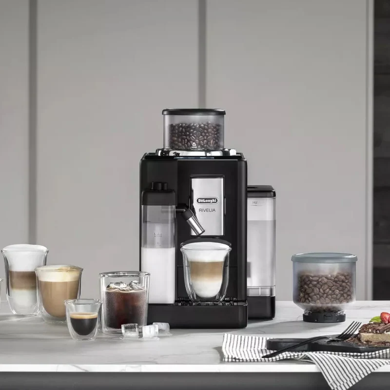 Machine à Café Grain Rivelia FEB4455B Noir (Latte) | DELONGHI