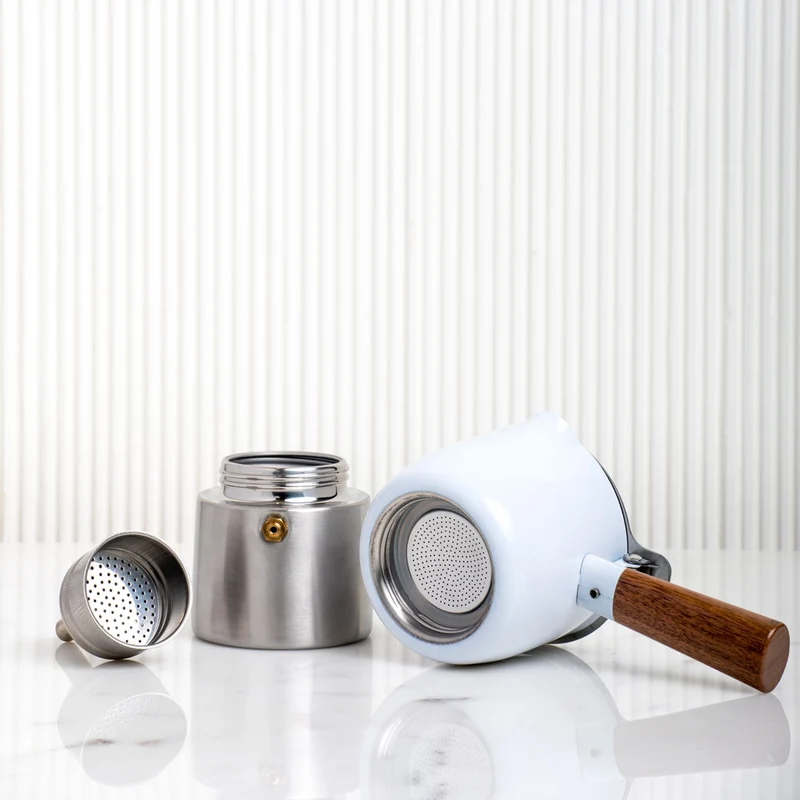 Cafetière Italienne Araku Moka 2 tasses Blanche