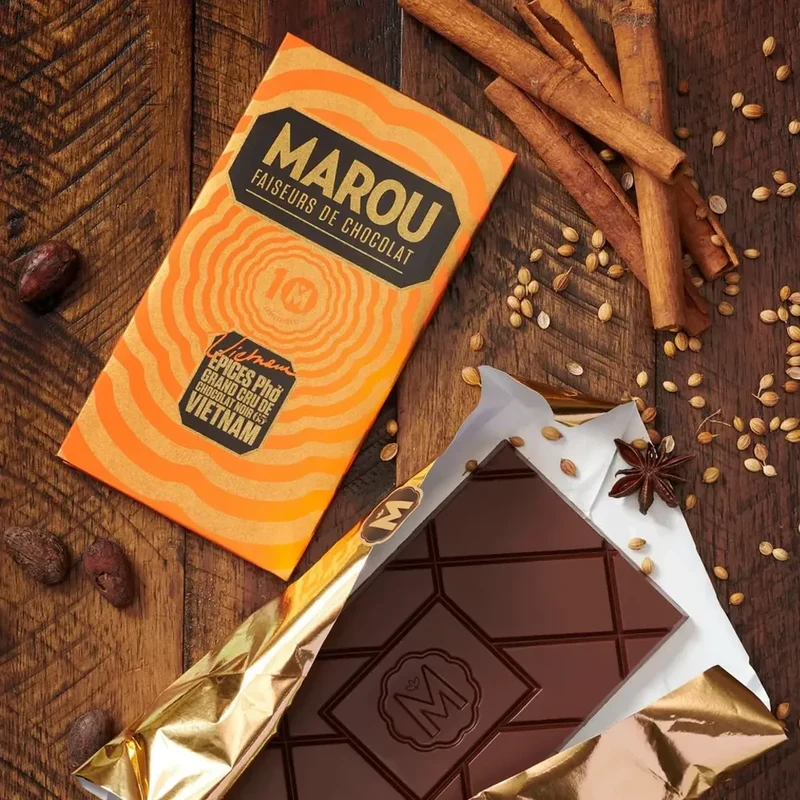 Chocolat Noir Epices Pho 65% Cacao - 80gr | Marou