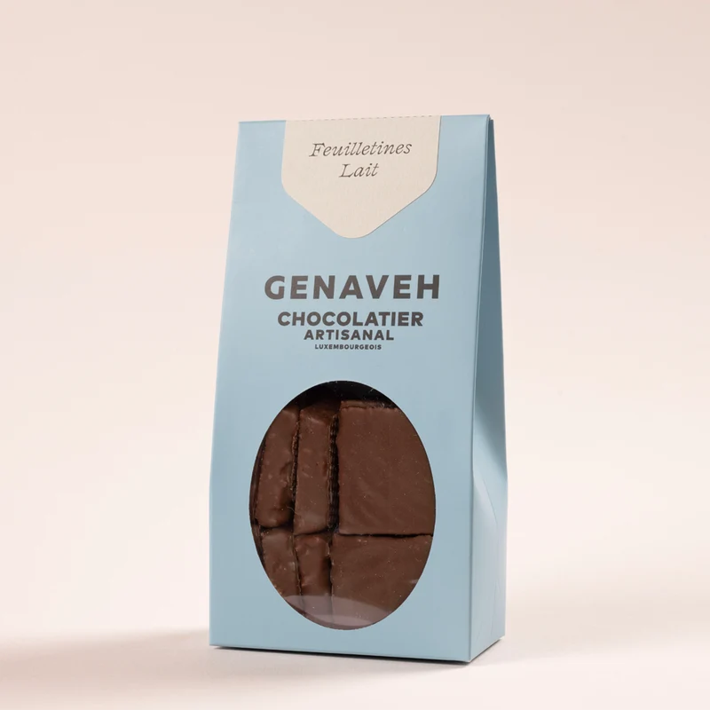 Feuilletines, dark or milk chocolate, Genaveh
