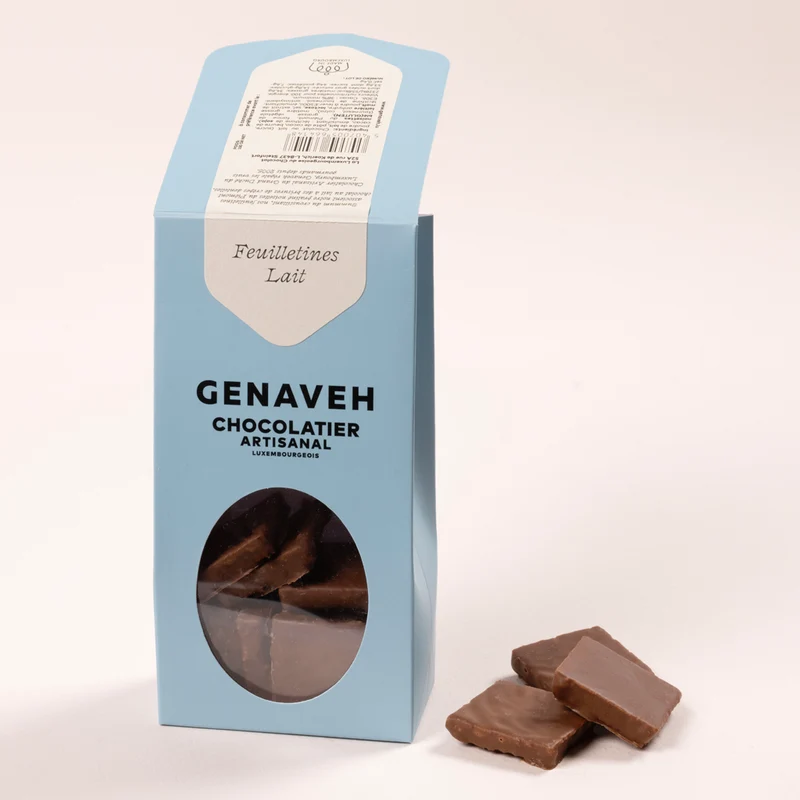 Feuilletines, dark or milk chocolate, Genaveh