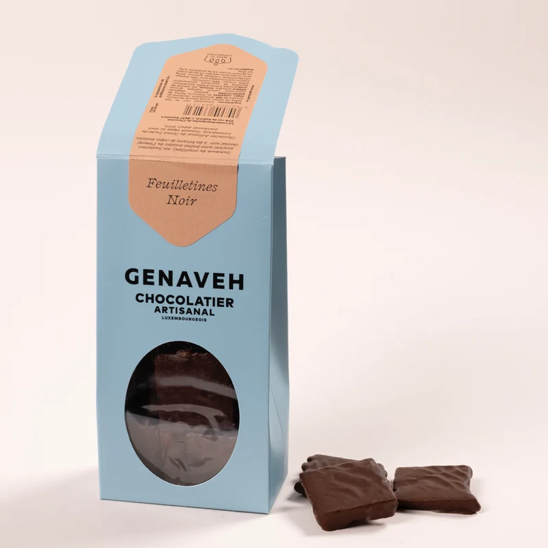 Feuilletines, dark or milk chocolate, Genaveh