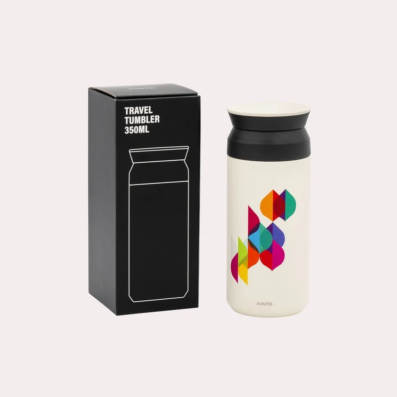 ARAKU X KINTO Thermos Café Blanc avec Feuilles 350ml