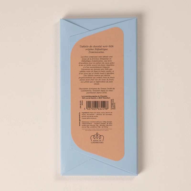 Tablet, Dark Chocolate Bar - 64% Dominican Republic, Genaveh