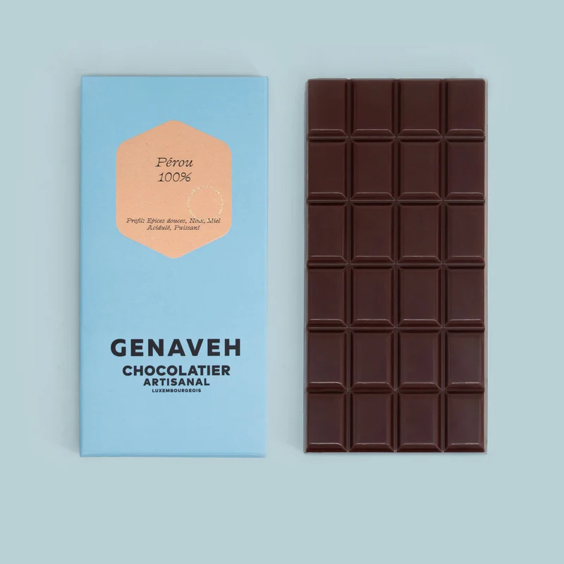 Tablet, Dark chocolate Huayabamba 100% – Pure origine Pérou, Genaveh