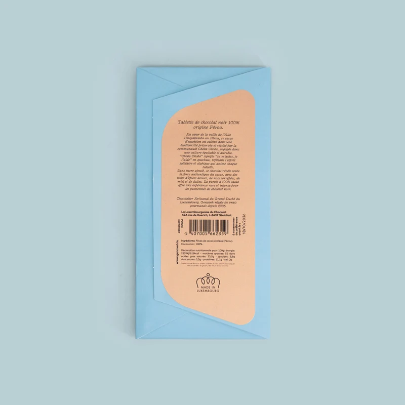 Tablet, Dark chocolate Huayabamba 100% – Pure origine Pérou, Genaveh
