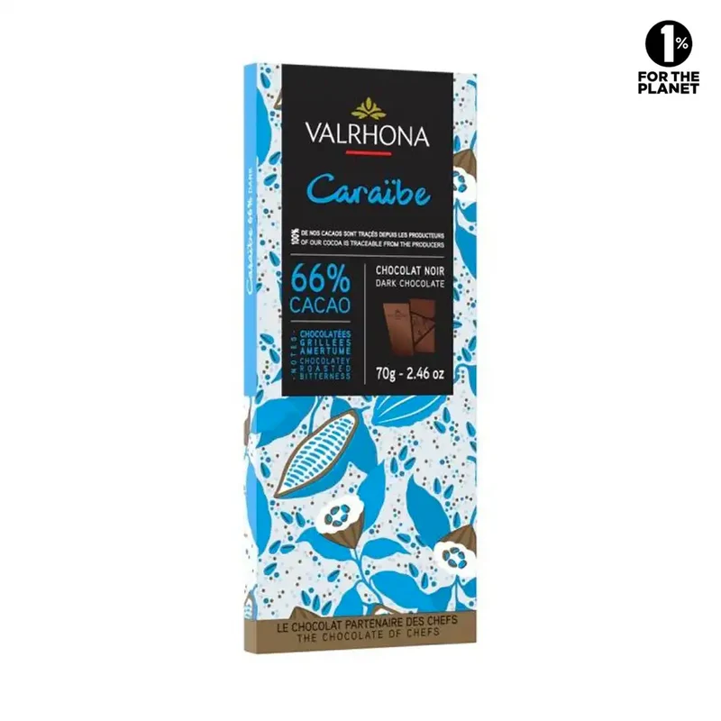 Chocolat Noir Caraïbe - 66% - 70 g | Valrhona