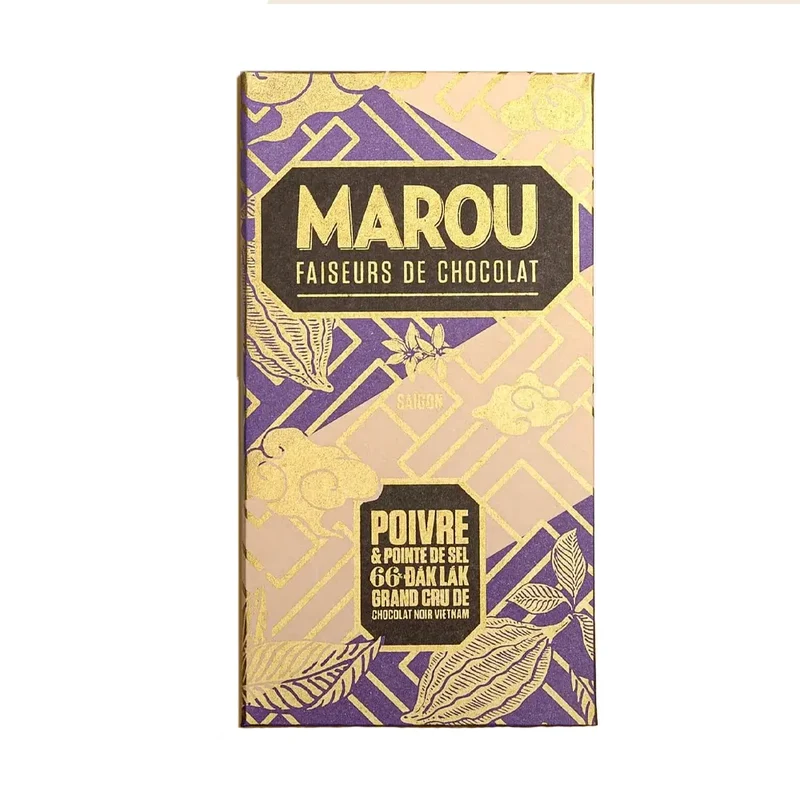 Chocolat Noir Poivre & Pointe de Sel Dak Lak 66% cacao - 80 g | Marou