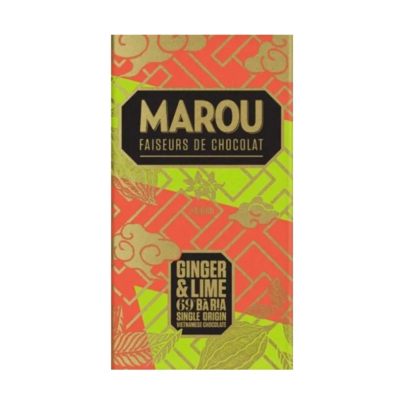 Chocolat Noir Gingembre et Citron Vert Ba Ria 69% cacao - 80 g | Marou