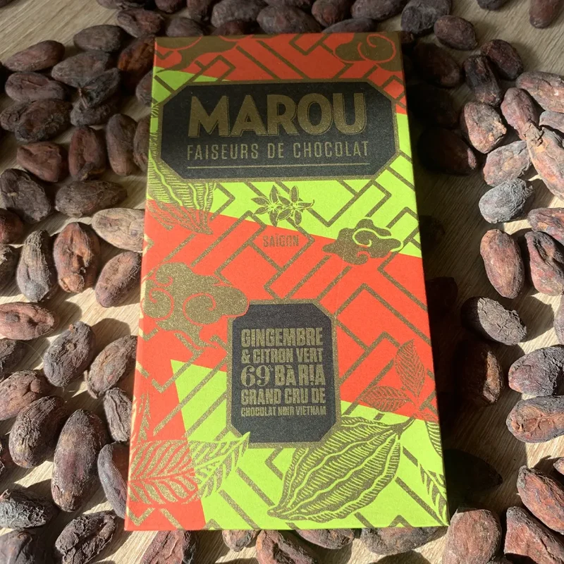 Chocolat Noir Gingembre et Citron Vert Ba Ria 69% cacao - 80 g | Marou