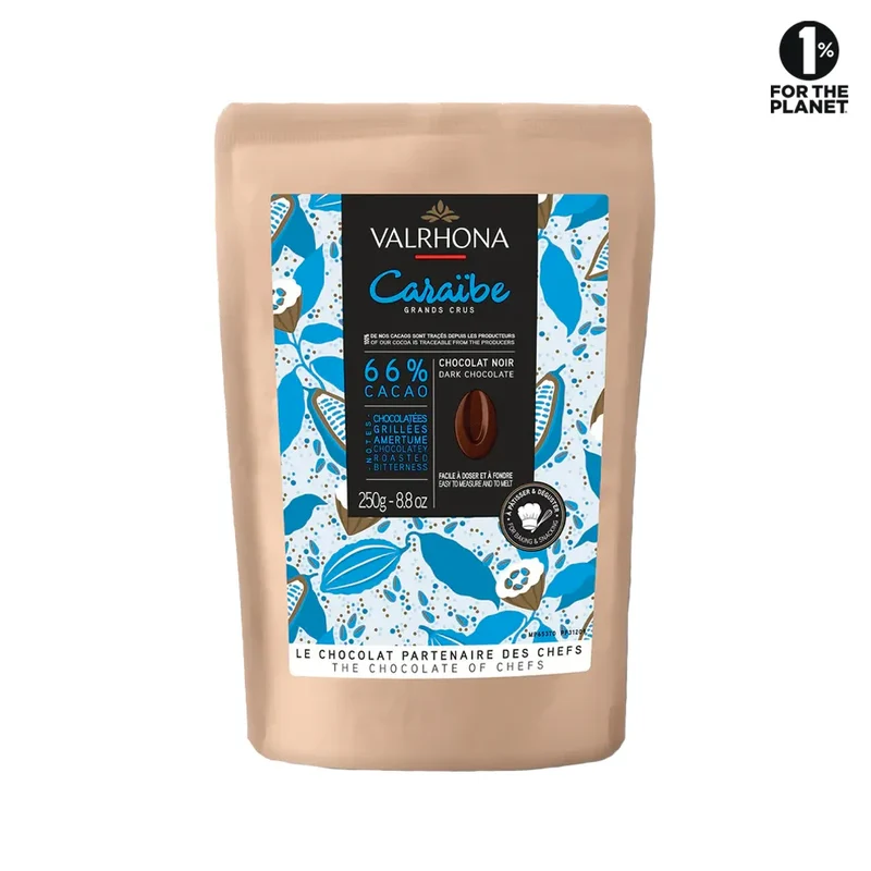 Fèves de Chocolat Noir pour la Pâtisserie Caraïbe 66% - 250 Gr | Valrhona