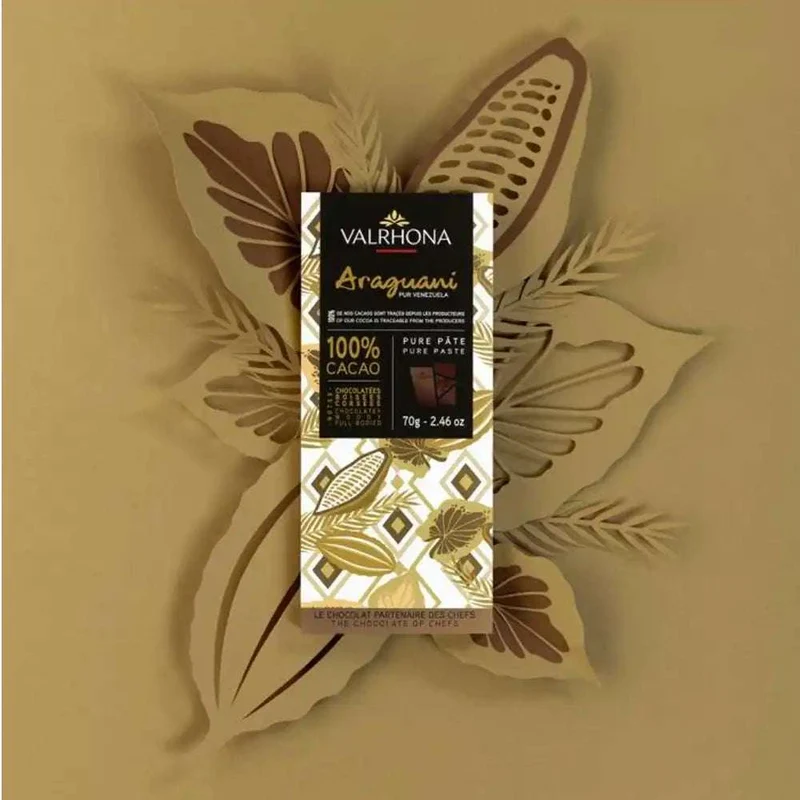 Chocolat Noir Pure Pâte Araguani - 100% - 70 g | Valrhona
