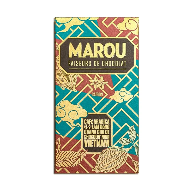 Chocolat Noir au Café Arabica Lam Dong 64% cacao - 80 g | Marou