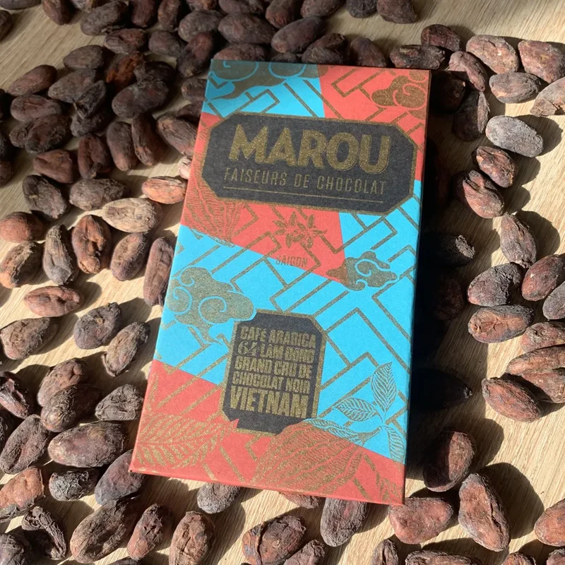 Chocolat Noir au Café Arabica Lam Dong 64% cacao - 80 g | Marou