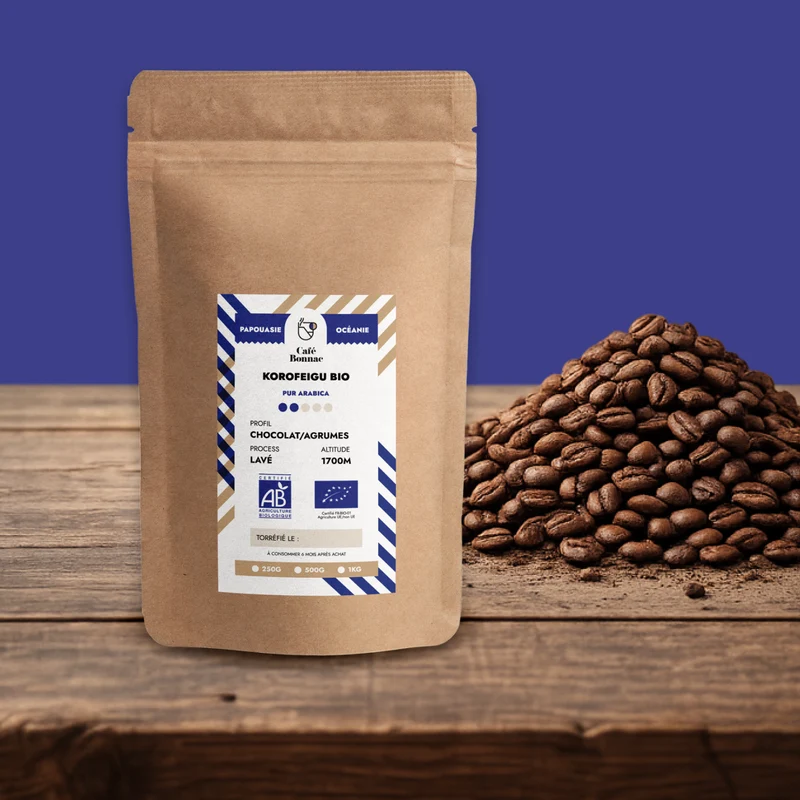 Café en Grain Papouasie Nlle-Guinée Korofeigu - Café Bonnac | Café Certifié Biologique - 100% Arabica