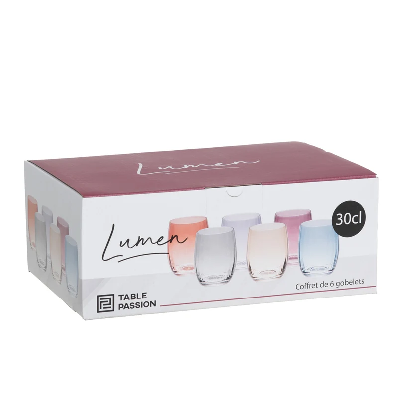 Coffret de 6 gobelets Lumen 30 cl - Table Passion