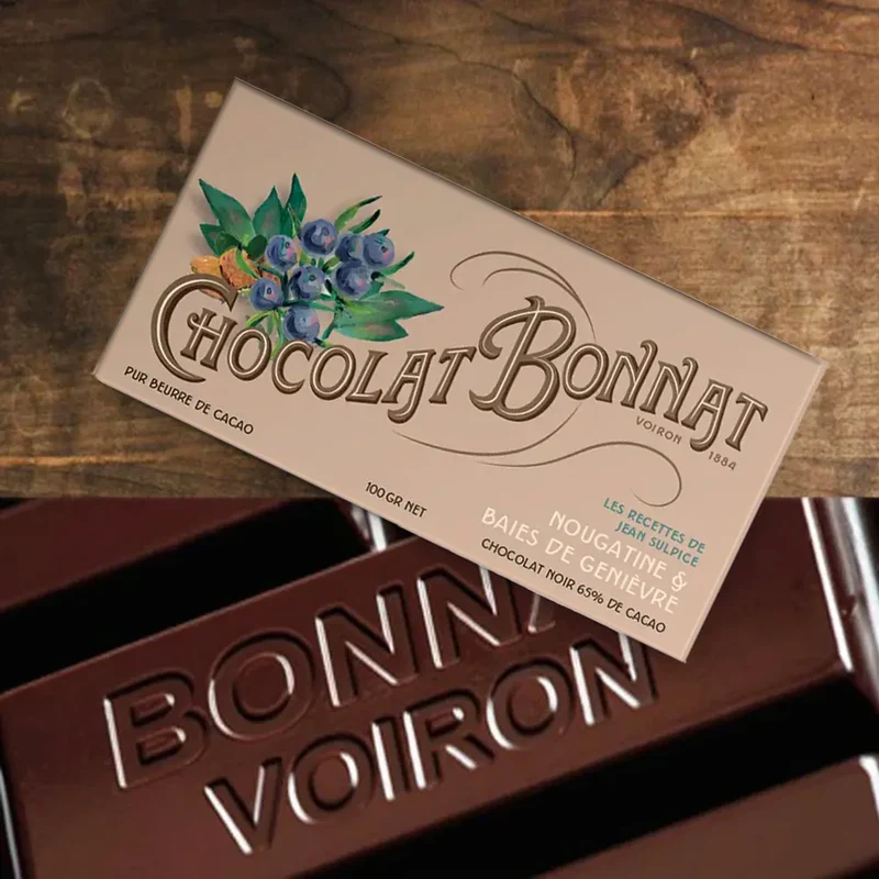Chocolat Noir Nougatine et Baies de Genièvre - 100 Gr | Bonnat