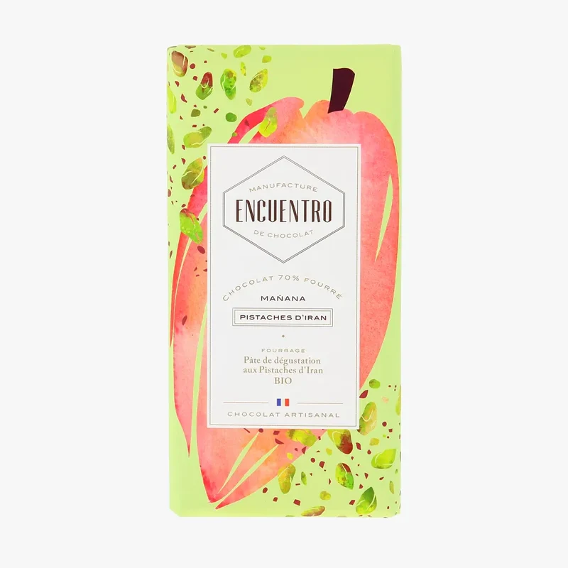 Chocolat Noir BIO Fourrée Pistache - 70% cacao - 100 Gr | Encuentro
