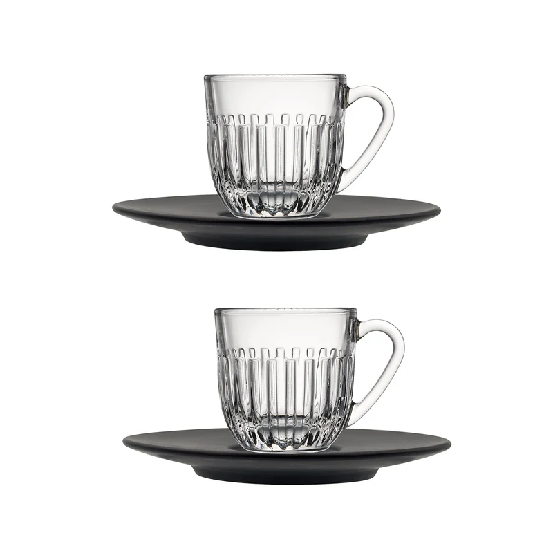 Coffret 2 tasses expresso Ouessant + 2 sous-tasses anthracite - La Rochère