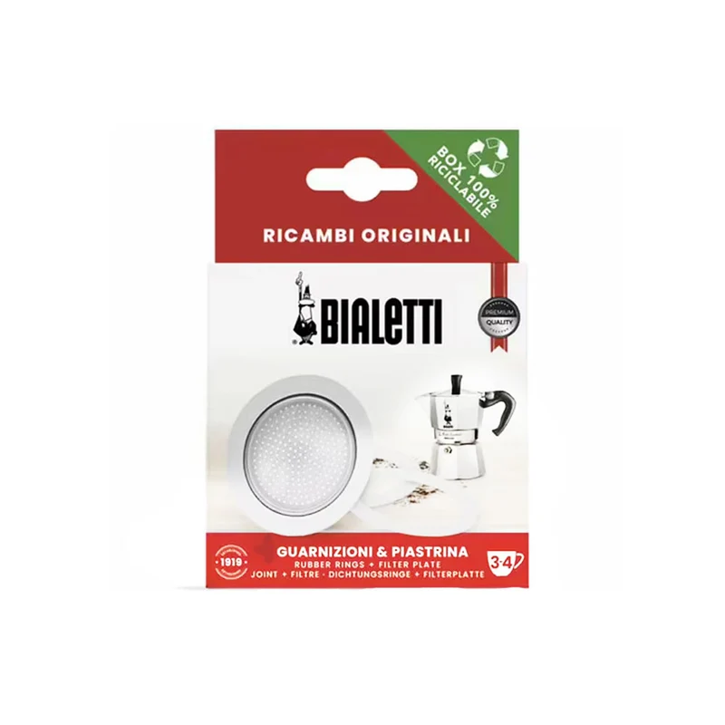 Set 1 filtre et 1 Joint Cafetière Italienne Induction 3/4 Tasses | Bialetti