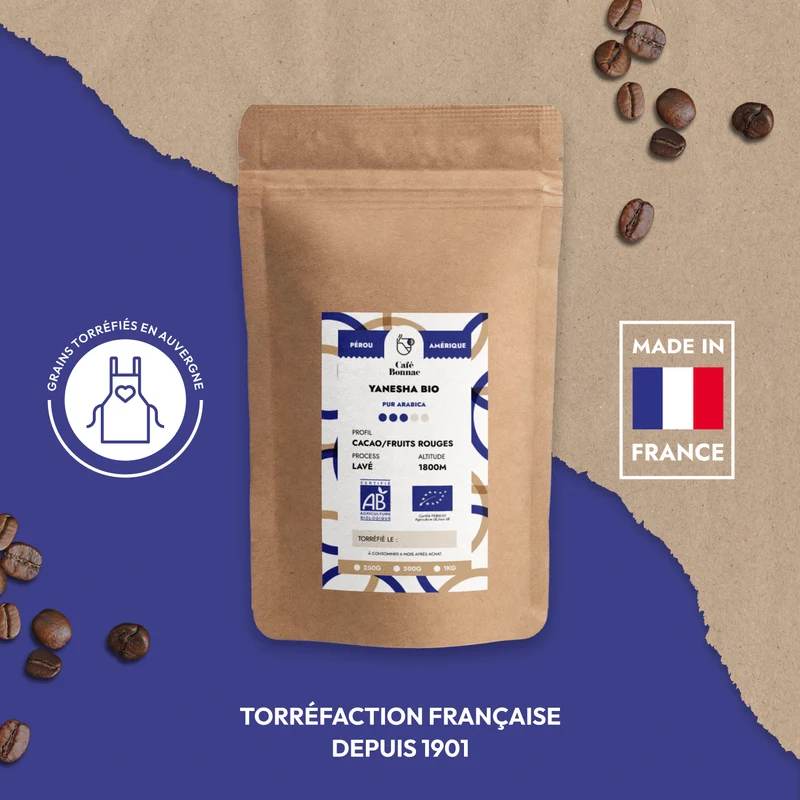 Café Moulu Pérou Yanesha - Café Bonnac | Certifié Biologique - 100% Arabica
