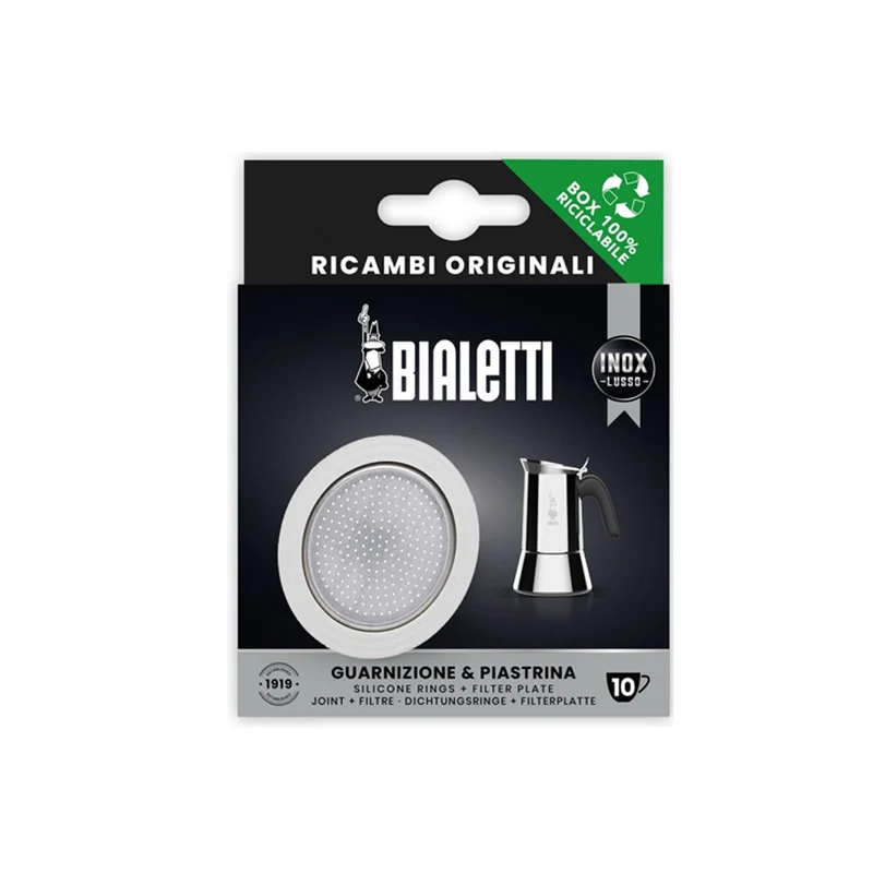 Set 1 Joint + 1 Filtre inox pour Cafetière Italienne 10 Tasses | Bialetti