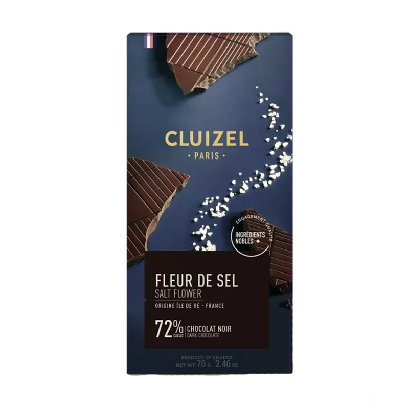 Chocolat Noir Fleur De Sel 72% cacao - 70 Gr | Cluizel Paris