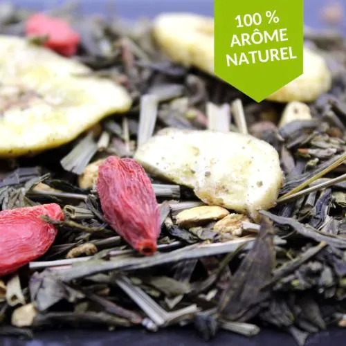 Thé Vert Pêche Goyave Gingembre - 100 Gr | Graindecafe