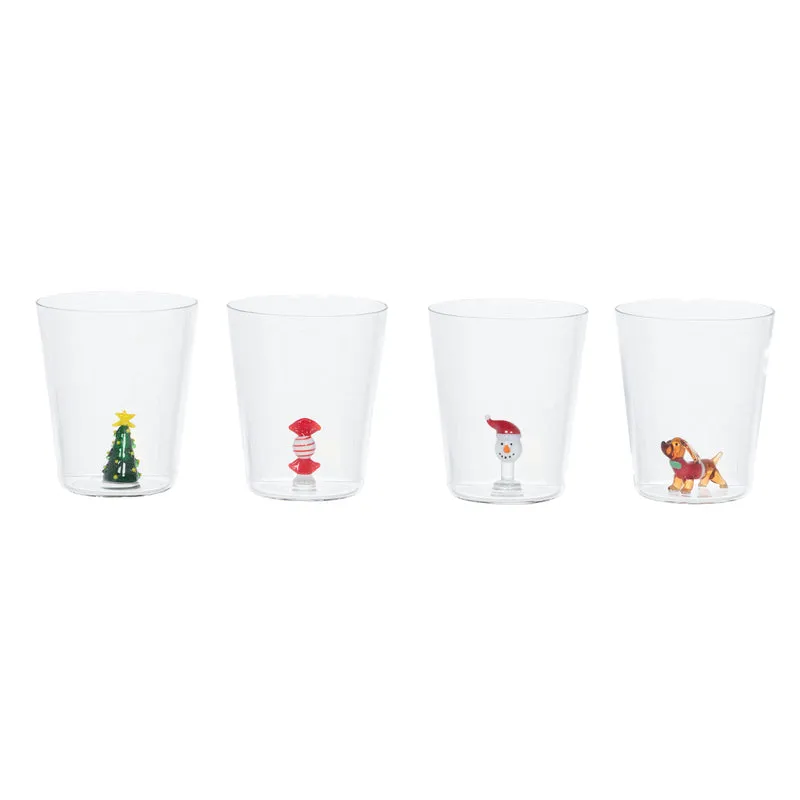 Verre à eau déco intérieure teckel Noël 42 cl - Amadeus