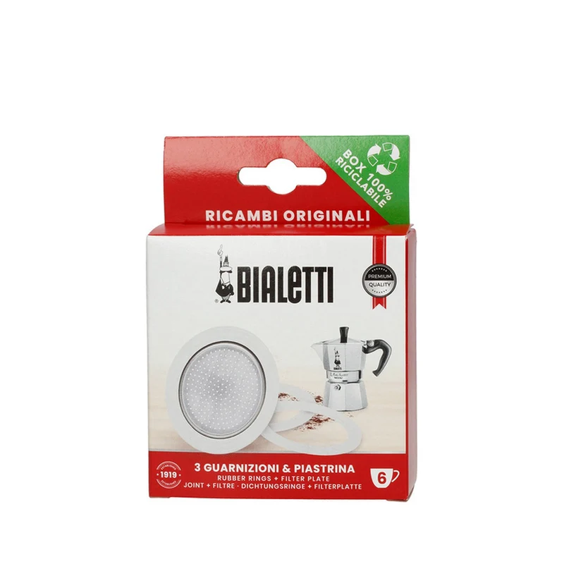 Set 1 filtre et 3 Joints Cafetière Italienne 6 Tasses | Bialetti
