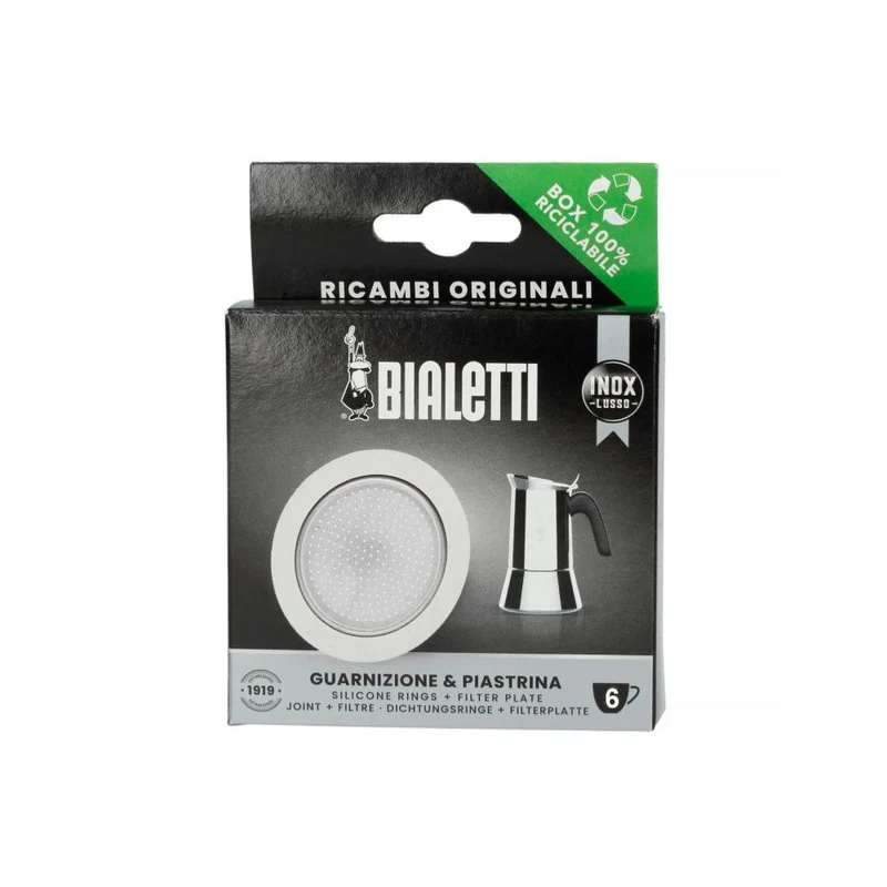 Set 1 Joint + 1 Filtre Inox pour Cafetière Italienne 6 Tasses | Bialetti