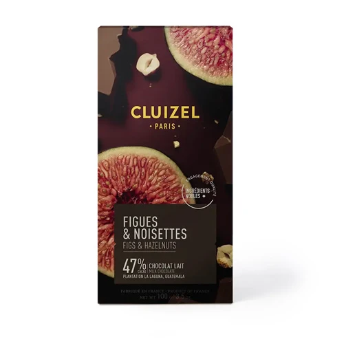 Chocolat au Lait La Laguna - Figues & Noisettes Caramélisée - 47% cacao - 100 Gr | Cluizel Paris