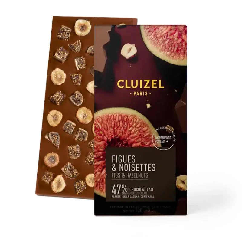 Chocolat au Lait La Laguna - Figues & Noisettes Caramélisée - 47% cacao - 100 Gr | Cluizel Paris