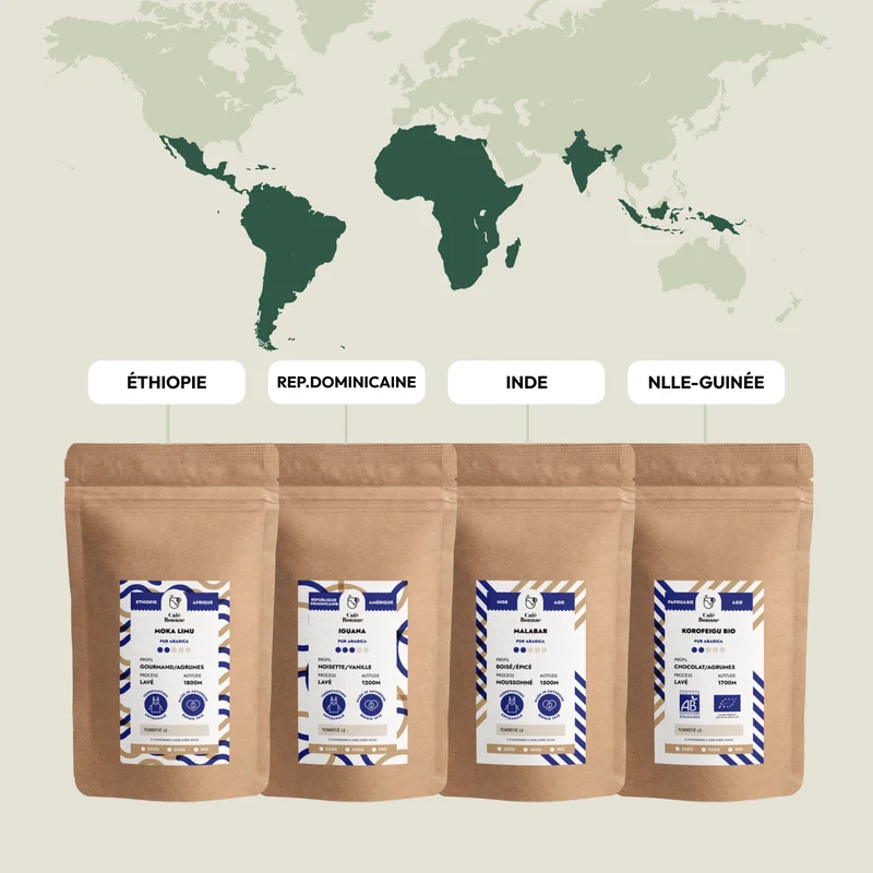 Coffret Découverte Cafés du Monde - 4x250 Gr | 100% Arabica