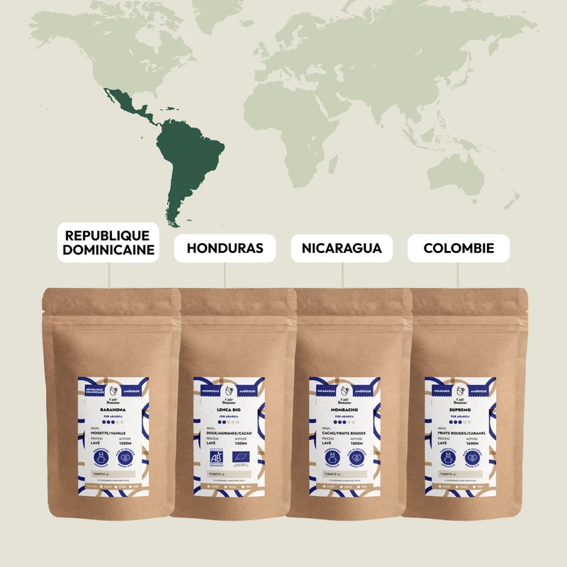 Coffret Découverte Cafés d'Amérique - 4x250 Gr | 100 % Arabica