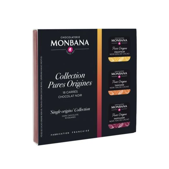 Carrés Chocolat Noir Pures Origines x18 - 70 Gr | Monbana