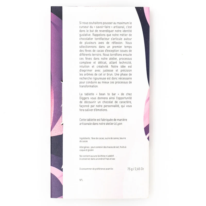 Chocolat Noir Tanzanie Kilombero Valley - 72% cacao - 75 Gr | Diggers