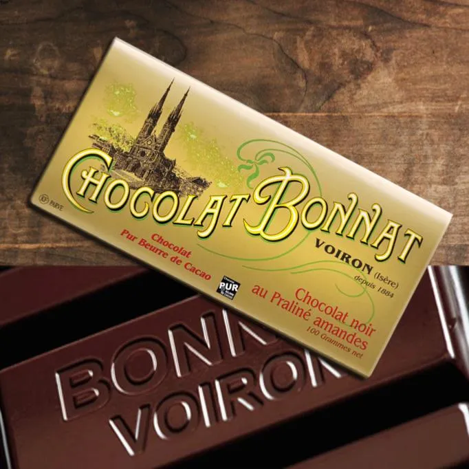 Chocolat Noir Praliné Amandes - 100 Gr | Bonnat