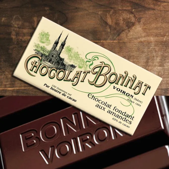 Chocolat Noir Fondant aux Amandes 65% cacao - 100 Gr | Bonnat